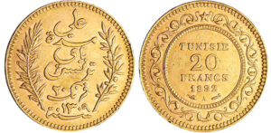 20 francs en 1892 en Tunisie