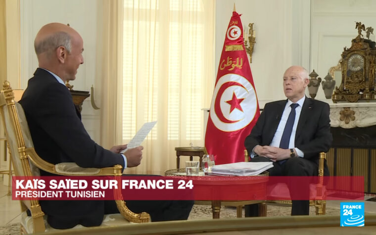 Le président tunisien Kaïs Saïed Dans un entretien accordé à France 24, le 23 juin 2020