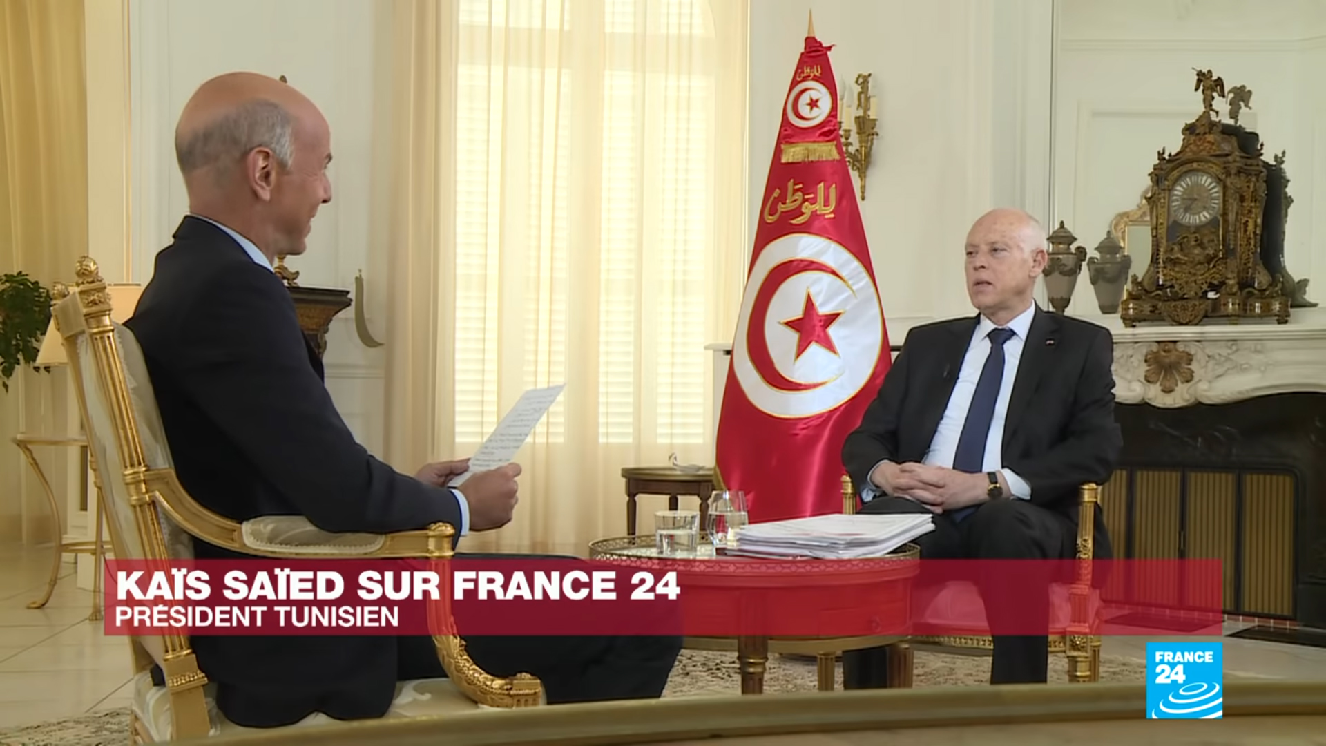 Le président tunisien Kaïs Saïed Dans un entretien accordé à France 24, le 23 juin 2020